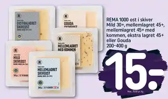 REMA 1000 Rema 1000 ost i skiver, mellemlagret 45+, ekstralagret el. Gouda tilbud