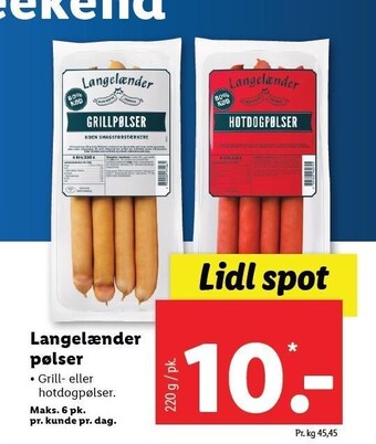 Lidl Langelænder pølser tilbud