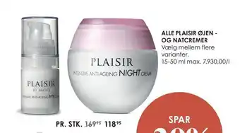 Matas Alle plaisir øjen - og natcremer tilbud