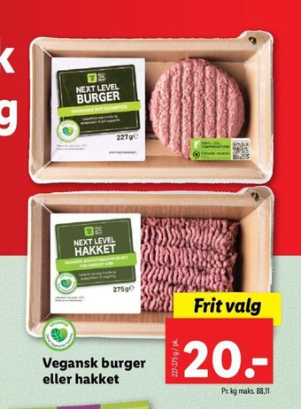 Lidl Vegansk Burger Eller Hakket tilbud