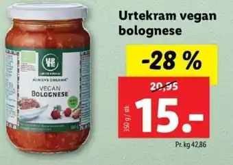 Lidl Urtekram Vegan Bolognese tilbud