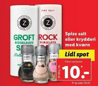 Spize salt el. krydderi m. kværn