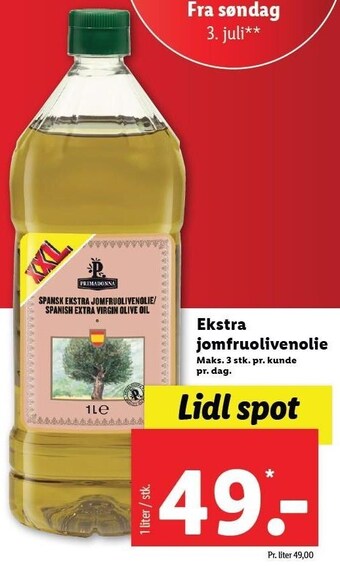 Lidl Ekstra jomfruolivenolie tilbud