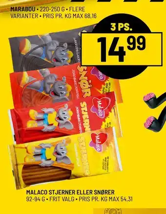 Priss Malaco stjerner eller snører tilbud