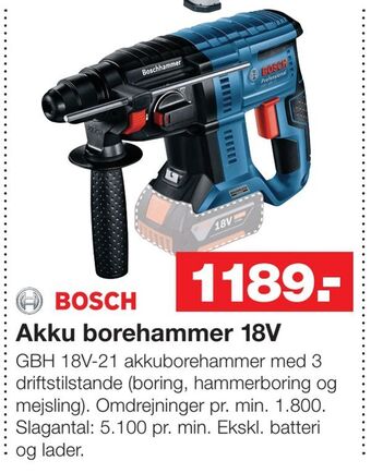 Bauhaus Akku borehammer 18V tilbud