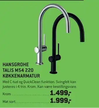 XL-BYG Hansgrohe talis m54 220 køkkenarmatur tilbud