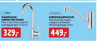jem & fix Håndvaskarmatur MIAMI el. Køkkenarmatur tilbud