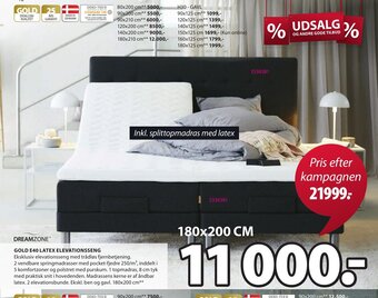 JYSK Dreamzone Gold E40 Latex Elevationsseng tilbud