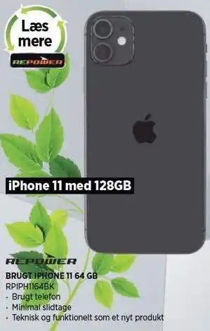 Power Brugt iPhone 11 64 GB tilbud