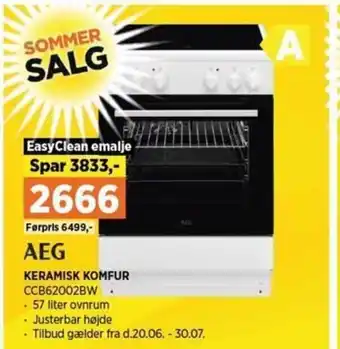 Power Keramisk Komfur CCB62002BW tilbud