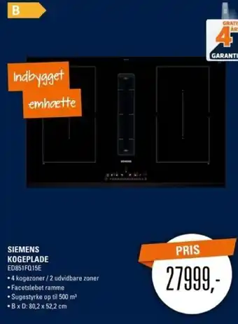 El-Salg Siemens Kogeplade ED851FQ15E tilbud