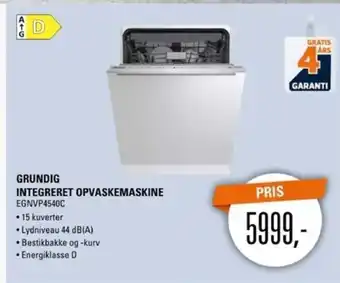 Grundig Integreret Opvaskemaskine EGNVP4540C