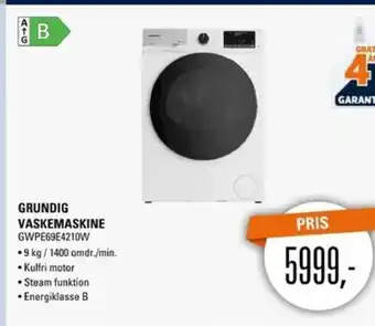 El-Salg Grundig Vaskemaskine GWPE69E4210W tilbud
