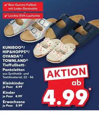 Kaufland Kuniboo Hip & Hopps Oyanda Townland Tieffußbett Pantoletten tilbud