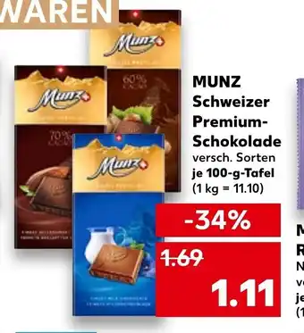 Kaufland Munz Schweizer Premium Schokolade tilbud