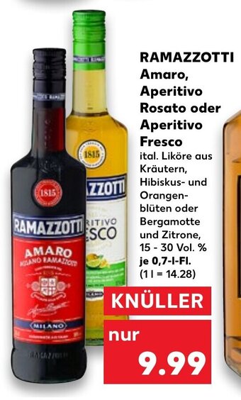 Kaufland RAMAZZOTTI amaro, aperitivo rosato oder aperitivo fresco tilbud