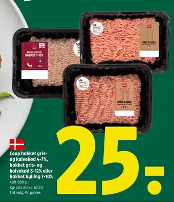 Coop 365 Coop hakket gris og kalvekød 4-7%, hakket gris- og kalvekød 8-12% eller hakket kylling 7-10% tilbud