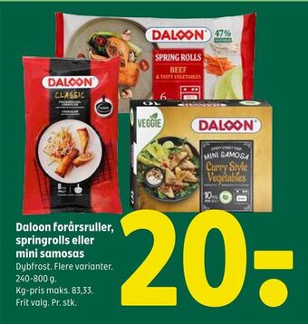 Coop 365 Daloon forårsruller, springrolls eller mini samosas tilbud
