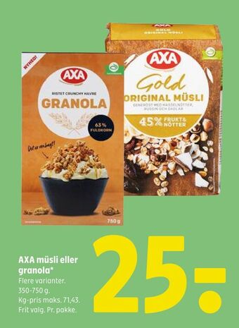 Coop 365 AXA müsli eller granola tilbud