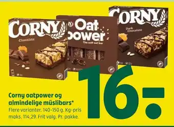 Coop 365 Corny oatpower og almindelige müslibars tilbud