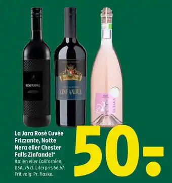Coop 365 La Jara Rosé Cuvée Frizzante, Notte Nera eller Chester Falls Zinfandel tilbud
