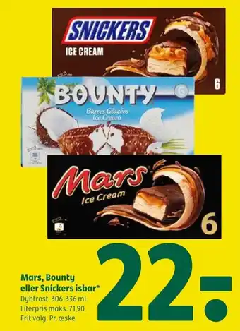 Coop 365 Mars Bounty Eller Snickers Isbar tilbud