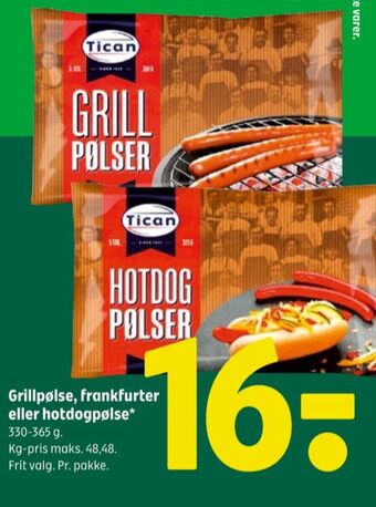 Coop 365 Tican foods grillpølser tilbud