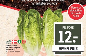 SPAR Grøn Balance dansk økologisk hjertesalat tilbud