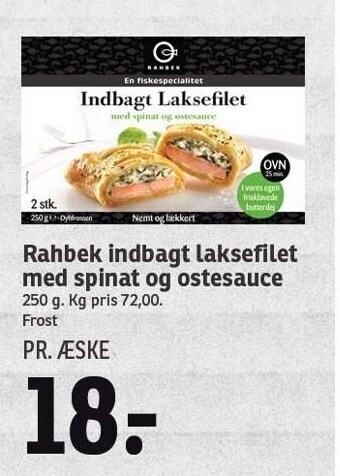 SPAR Rahbek indbagt laksefilet med spinat og ostesauce tilbud