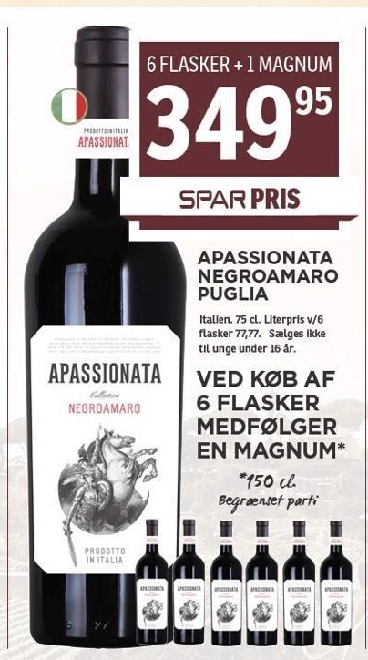 SPAR Apassionata Negroamaro Puglia 6 flasker tilbud