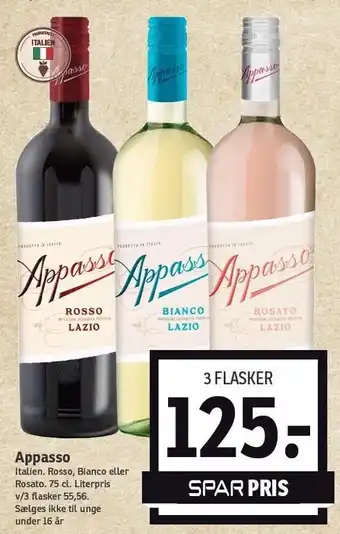 SPAR Appasso - Rosso, Bianco el. Rosato 3 flasker tilbud