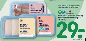 REMA 1000 Finthakket fiskefars, lakse- og torskefars el. mørkesejfilet tilbud
