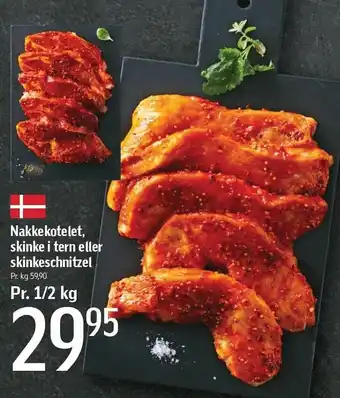 Nakkekotelet, skinke i tern el. skinkeschnitzel