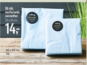 Føtex 50 stk ensfarvede servietter tilbud