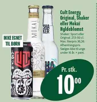 Min Købmand Cult energy original, Shaker eller Mokaï hyldeblomst tilbud