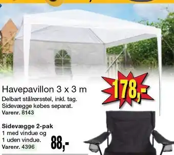 Harald Nyborg Havepavillon 3x3m el. sidevægge 2-pak tilbud