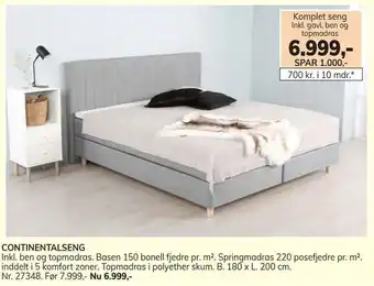 Daells Bolighus Komplet seng Inkl. gavl, ben og topmadras tilbud