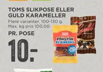 MENY Toms slik pose eller guld karameller tilbud