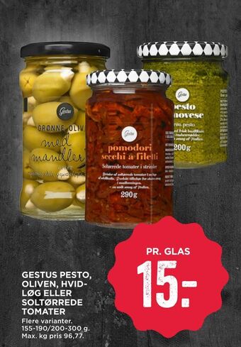 MENY Gestus pesto, oliven, hvidløg eller soltørrede tomater tilbud