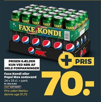 Netto Faxe Kondi eller Pepsi Max sodavand tilbud