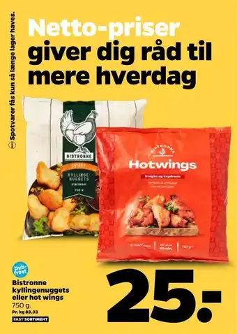 Netto Bistronne kyllingenuggets eller hot wings tilbud