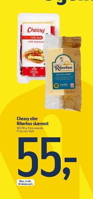 Føtex Cheasy eller Riberhus skæreost tilbud