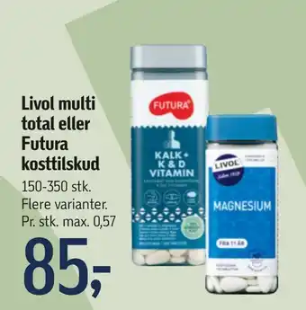 Føtex Livol multi total eller Futura kosttilskud tilbud