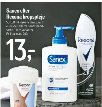 Føtex Sanex eller Rexona kropspleje tilbud