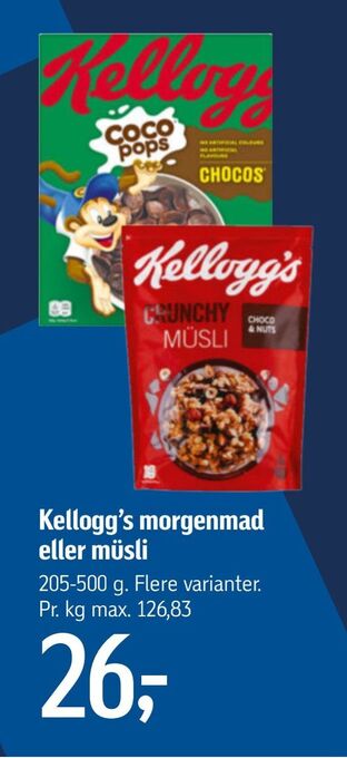 Føtex Kellogg's morgenmad eller müsli tilbud