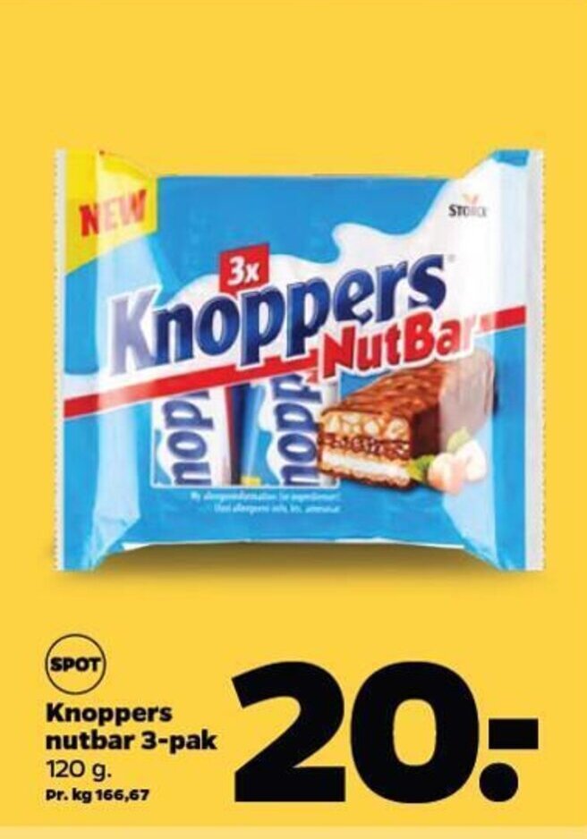 Knoppers Nutbar 3pak tilbud hos Netto