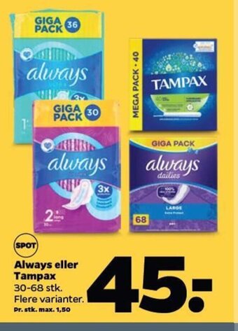 Netto Always eller Tampax tilbud