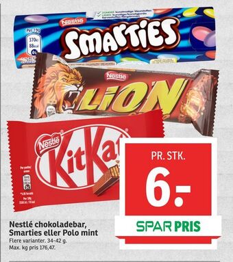 SPAR Nestlé chokoladebar, Smarties eller Polo mint tilbud