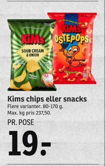 SPAR Kims chips eller snacks tilbud