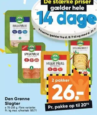 Bilka Den Grønne Slagter pålæg 2 pakker tilbud